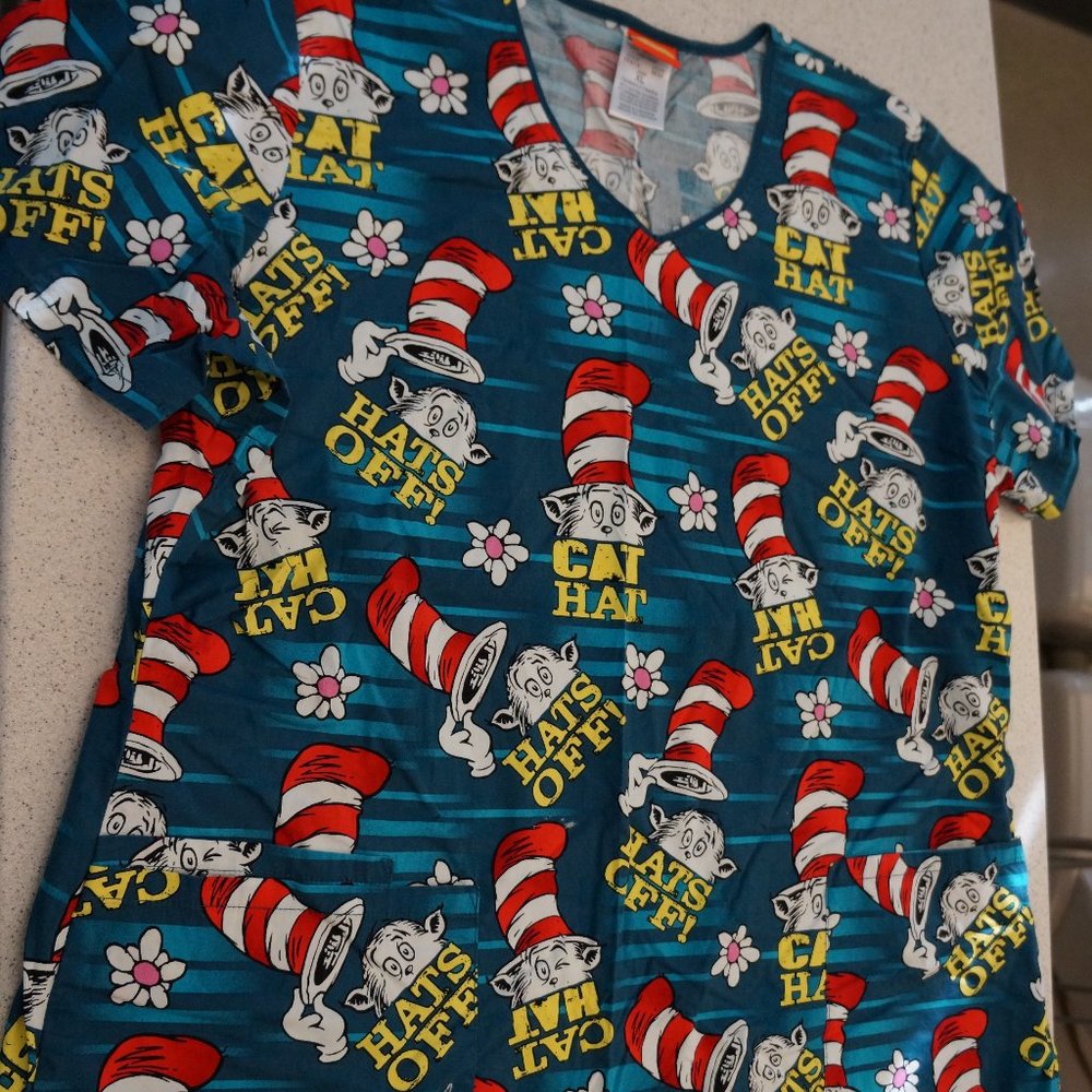 Tooniforms "Cat in the Hat, Hats Off" Women's Scrub Top